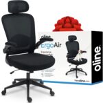 Oline ErgoAir Ergonomic Office Chair – Adjustable Lumbar Support, Flip-Up Armrests, Mesh Computer Desk Chair, Swivel Rolling Executive Gaming Chair for Home & Office (Black) - Image 2
