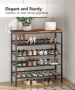 HOOBRO Shoe Rack for Entryway, 5-Tier Shoe Organizer with Adjustable Mesh Shelves, 16-20 Pairs of Shoes, Spacious Floor Mount, Metal, Industrial, Shoe Shelf for Closet, Rustic Brown BF12XJ01 - Image 8
