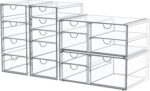 caktraie Makeup Organizer Storage with 16 Drawers, 4 Pcs Desktop Office Supplies, Desk Organizers, Clear Accessories, Dustproof Storage Drawer and for Make Up, Jewelry, Pen, Stationary - Image 2
