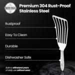 Stainless Steel Fish Spatula Set – 1 Large Fish Turner + 1 Small Metal Spatula, Ultra Thin Edge for Easy Turning & Flipping, Metal Kitchen Untensils with Ergonomic Non-Slip Handle, Dishwasher Safe - Image 7