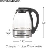 Hamilton Beach Glass Electric Tea Kettle, Water Boiler & Heater, 1 Liter, 1500 Watts for Fast Boiling, BPA Free, Cordless Serving, Auto-Shutoff & Boil-Dry Protection, Soft Blue LED (40930) - Image 9