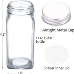 SWOMMOLY 36 Glass Spice Jars with 703 Spice Labels, Empty Square Spice Bottles 4 oz with Pour/Sift Shaker Lid, Airtight Cap, Chalk Marker and Funnel Complete Set - Image 6