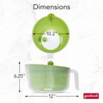GoodCook Deluxe Salad Spinner - 5 Qt. Capacity, Easy Turn Knob, Built-In Pour Spout, Multi-Use Basket, Durable and Dishwasher Safe, Large Salad Spinner, Kitchen Essentials - Image 6