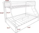Metal Bunk Bed with Ladder and High Guardrail,Twin Over Full Size Bed Frame,Storage Space,Noise Free,No Box Spring Needed,White - Image 3