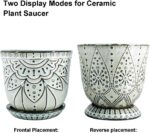 Gepege 6 Inch Beaded Ceramic Planter Set of 2 with Drainage Hole and Saucer for Plants, Indoor-Outdoor Large Round Succulent Orchid Flower Pot (Smoked Gray, Inner-pots not Larger Than 5 Inch) - Image 3