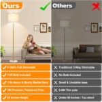 【Upgraded】Dimmable Gold Floor Lamps for Living Room, 11W LED Bulb Included, Modern Standing Lamp with Marble Base, Tall Pole Light with White Linen Shade for Bedroom Reading Office Corner Nursery - Image 3