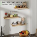 Marsmiles Wood Floating Shelves for Wall Set of 3, 17 Inch Wide Rustic Wooden Floating Shelves, Invisible Wall Mounted Display for Living Room Bedroom Kitchen Bathroom Office, Carbonized Black - Image 7