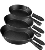 Pre-Seasoned Cast Iron Skillet Set - 3 Piece Frying Pan With Heat-Resistant Handles (6, 8, 10 Inch) for Frying, Saute, Pizza, Oven Safe (Black) - Image 2