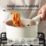 Redchef Ceramic Nonstick Saucepan with Lid, 1.5QT Small Cooking Pot, Non Toxic Sauce Pans for Kitchen, Cool Handle PFAS Free Compatible with All Cooktops, White - Image 7