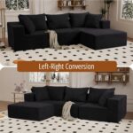 Vamcheer Modular Sectional Sofa with Chaise, Modern L Shaped Cloud Couch with Deep Seat, Sectional Couches for Living Room, Bedroom, Office, No Assembly Required, Black - Image 6