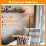 【Upgraded】Dimmable Gold Floor Lamps for Living Room, 11W LED Bulb Included, Modern Standing Lamp with Marble Base, Tall Pole Light with White Linen Shade for Bedroom Reading Office Corner Nursery - Image 7