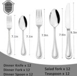 HaWare Silverware Set, 60-Piece Pearled Edge Stainless Steel Flatware for 12, Beading Tableware Cutlery Utensil for Home, Mirror Polished, Dishwasher Safe - Image 3