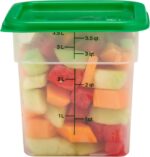 Cambro Food Storage Container with Lid (Microwave Safe and BPA-Free) - 2 Pack - Classic Series Square with Green Lid - 4 QT (Quart) - Commercial Grade for Food Prep (Translucent) - Image 4