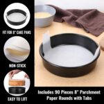 HIWARE 8-Inch Round Cake Pan Set of 3, Nonstick Baking Cake Pans with 90 Pieces Parchment Paper, Dishwasher Safe - Image 4
