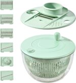 Large Capacity Green Salad Spinner, 4.24 Quart Lettuce Spinner with Dual Drainage, Efficient Salad Dryer for Quick Washing, Spinning & Draining Greens, Fruits, Veggies-with Shredding Blade - Image 2