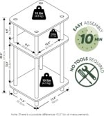 Furinno JUST Side Table, 3-Tier End Table, Open Shelves Night Stand, Bedside Table, Toolless Assembly, for Living Room, Bedroom, Bathroom, French Oak - Image 4