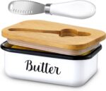 LANDNEOO Butter Dish with Lid and Butter Curler Knife - Unbreakable Stainless Steel Keeper Container with Double Silicone Sealing, for Kitchen Farmhouse Decor - Image 2