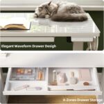 INNOVAR Glass Standing Desk with Drawers, 40 x 24 Inches Electric Height Adjustable Desk, Tempered Glass Top Stand Up Desks for Home and Office, White - Image 5