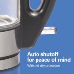 Hamilton Beach Glass Electric Tea Kettle, Water Boiler & Heater, 1 Liter, 1500 Watts for Fast Boiling, BPA Free, Cordless Serving, Auto-Shutoff & Boil-Dry Protection, Soft Blue LED (40930) - Image 5