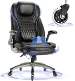 Executive Office Chair-Ergonomic Computer Desk Chair, High Back Leather Chair with Padded Flip-up Arms, Swivel Home Office Chair Upgraded Caster-Black - Image 2