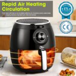 Air Fryer 5.8QT/5.5L, Uten 1700W AirFryer High-Power Electric Hot Temperature Control & Timer Knob, Non Stick Fry Basket, Dishwasher Safe, Apply to Party, Afternoon Tea, Black - Image 4