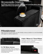 Cloud Sectional Couch,105 Inch Modular Sectional Sofa with Deep Seat,Modern Corduroy Boneless Couches with L-Shape Chaise for Living Room Bedroom,No Assembly Required (Black, Right Facing Chaise) - Image 7