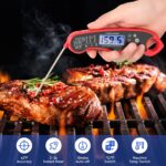 Lonicera Meat Thermometer Digital for Cooking Food. Waterproof & Instant Read for Kitchen Baking, BBQ. with Foldable Probe, Backlight & Calibration (Red) - Image 3