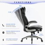 Executive Office Chair-Ergonomic Computer Desk Chair, High Back Leather Chair with Padded Flip-up Arms, Swivel Home Office Chair Upgraded Caster-Black - Image 9