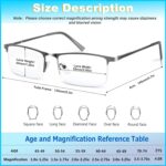 3 Pack Blue Light Blocking Reading Glasses for Men, Stylish Half Frame Metal Computer Readers, Lightweight Spring Hinge Eyeglasses Anti Eyestrain/Glare/UV (Mix Color, Black+Grey+Brown, 1.5) - Image 3