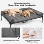 Veehoo Cooling Elevated Dog Bed Add Removable Waterproof Bolster Cushion Mat, Raised Pet Cot with Breathable Teslin Mesh, No-Slip Feet, Dog Sofa Bed for Indoor Outdoor, XXLarge, Black Silver - Image 4