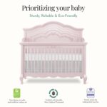 évolur Aurora 5-in-1 Convertible Full-Size Baby Crib in Dusty Rose, GreenGuard Gold & JPMA, 3 Mattress Heights, Ribbon Bow Scrollwork & Queen Anne Feet, Converts to Toddler, Day & Full-Size Bed - Image 5