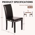 Yaheetech Dining Chairs Set of 4 PU Leather Dining Room Chairs with Waterproof Surface and Wood Legs for Kitchen Restaurant and Living Room, Dark Brown - Image 4