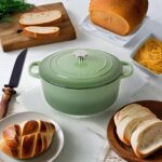 Enameled Cast Iron Dutch Oven Pot With Lid, 5.5 Quart, for Bread Baking, Cooking, Pistachio Green - Image 6