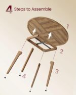 VASAGLE MAEZO Collection - Round Dining Table for 4-6 People, 47.2 Inches Circle Kitchen Table with Tapered Legs, Curved Transitions, for Dining Room, Kitchen, Honey Brown UKDT091KB02S - Image 8