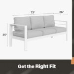 Solaste Outdoor Couch Aluminum Patio Furniture Sofa, 3-Seat All-Weather Metal Outdoor Patio Furniture with Cushions,Light Grey - Image 6