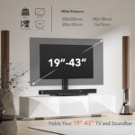 Universal Swivel TV /Table Top TV Stand for 19 to 43 inch TVs with 90 Degree Swivel, 4 Level Height Adjustable, Heavy Duty Tempered Glass Base, Holds up to 99LBS HT02B-001 - Image 3