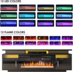YGEOMER TV Stand with Fireplace, 67in Entertainment Center with Opening Shelves Modern Storage Cabinets and LED Lights, for 80 Inch TVs, for Living Room, Black - Image 4