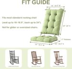 Codi Rocking Chair Cushions, Water Resistant Rocker Chairs Replacement Cushion Set for Patio Porch Garden - Fits Most Standard Rockers, Sage 1PK - Image 3