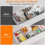 6 Pack Large Clear Plastic Drawer Organizer Trays, Acrylic Kitchen Drawer Organization and Storage Dividers, Non-Slip Storage Bins for Makeup, Kitchen Utensils, Bathroom, Jewelries and Office Desk - Image 6