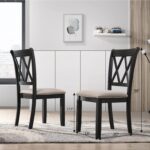 Roundhill Furniture Windvale Fabric Upholstered Dining Chair, Set of 2, Black - Image 11