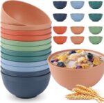 HOTEC 12-PACK BPA Free Unbreakable Plastic Cereal Bowls - Microwave & Dishwasher Safe Soup Salad Camping Bowls, 26OZ, Multicolor - Image 2