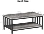 Homeiju Coffee Table for Living Room with Slatted Sides Frame, Modern Farmhouse Living Room Table with 2-Tier Storage Shelf for Home Office, Apartment, 39 inch Grey Wash - Image 4
