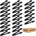 24 Pieces Plastic Salad Tongs, Black Kitchen Serving Tongs, 9 Inch Disposable Utensils Set, Heavy Duty Scalloped, Perfect for Buffets and BBQ, Food Safe Material - Image 2