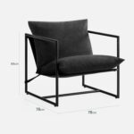 Zinus Aidan Sling Accent Chair, Metal Framed Armchair with Shredded Foam Cushioning, Black - Image 3