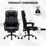 HOFFREE Massage Office Chair with Heat 7 Points Vibration Ergonomic Executive Office Chair with Footrest Reclining High Back Home Office Desk Chairs Black - Image 3