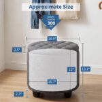 Furniliving 18.7inch Storage Round Ottoman, Footstools with Hidden Storage with Removable Lid, Stylish Button Tufted Design Ottoman Foot Stools for Living Room, Bedroom，Darkgrey - Image 3