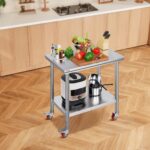 Vevor Mophorn Stainless Steel Work Table 36x24 Inch with 4 Wheels, Casters Heavy Duty Food Prep Worktable for Commercial Kitchen Restaurant, Silver - Image 9