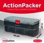 Rubbermaid 48 Gallon Black Action Packer Lockable Latch Indoor and Outdoor Storage Box Container for Home, Garage, Backyard, Single - Image 3