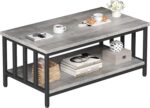 Homeiju Coffee Table for Living Room with Slatted Sides Frame, Modern Farmhouse Living Room Table with 2-Tier Storage Shelf for Home Office, Apartment, 39 inch Grey Wash - Image 2