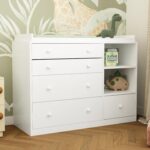 Timechee Changing Table Dresser, Baby Classic Nursery Dresser with 5 Drawers and 2 Shelves, Multi-Functional Baby Changing Table, Diaper Changing Station for Children's Room, White - Image 2